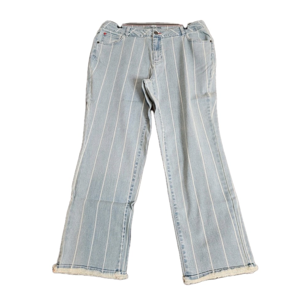 NWT Peace Love World Women's Plus Size Mia Striped Cropped Jean A344901 US Sz 14